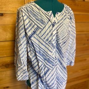 Nine West blue and white patterned blouse